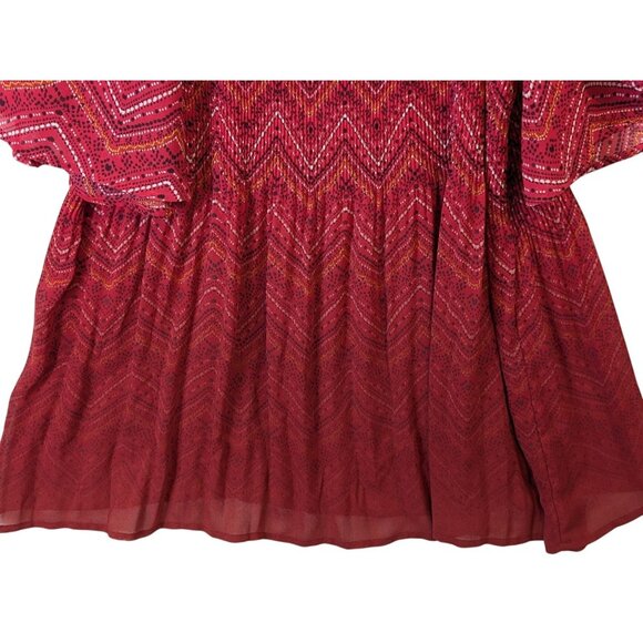 Catherines Top Women Plus sz 1X Artsy Pleated Sheer Stretch Boho Career Western - Picture 5 of 12